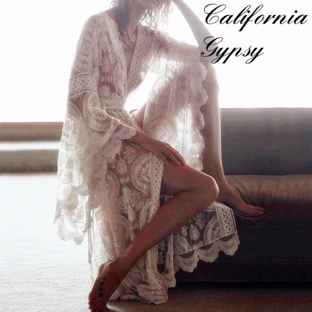 Boho Lace Kimono Duster Coverup - Picture 14 of 16